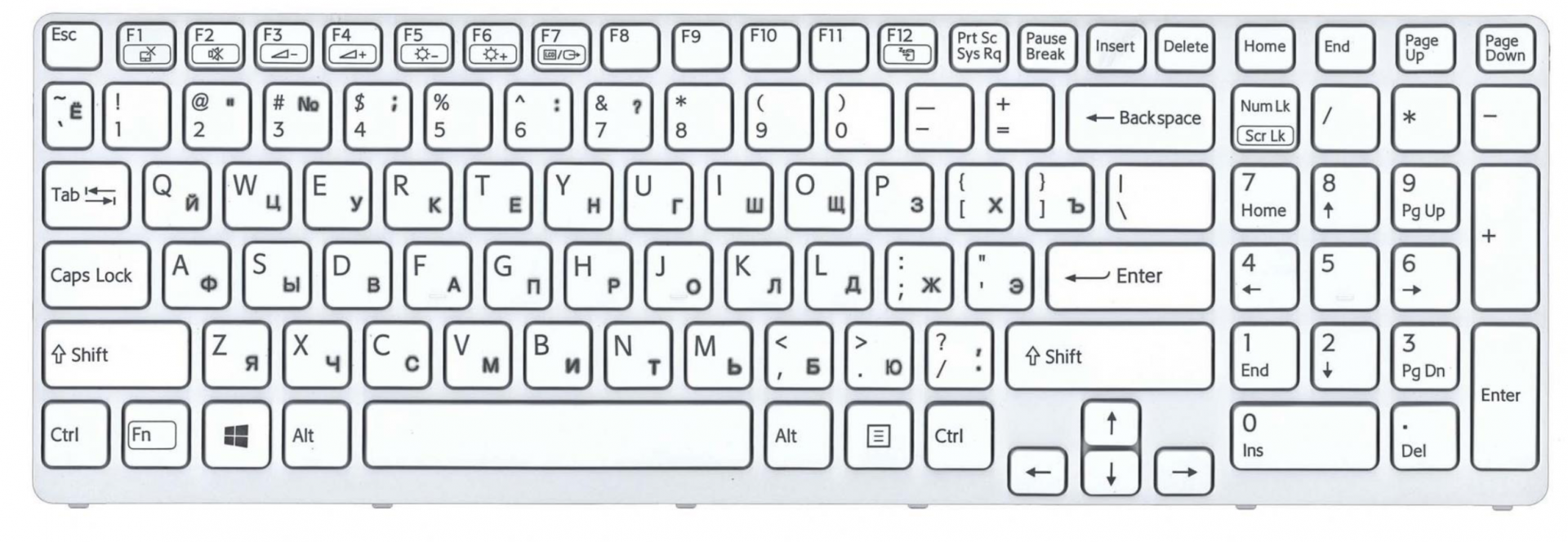 Клавиатура Sony VAIO SVE1713DCXB белая рамка с подсветкой, OEM