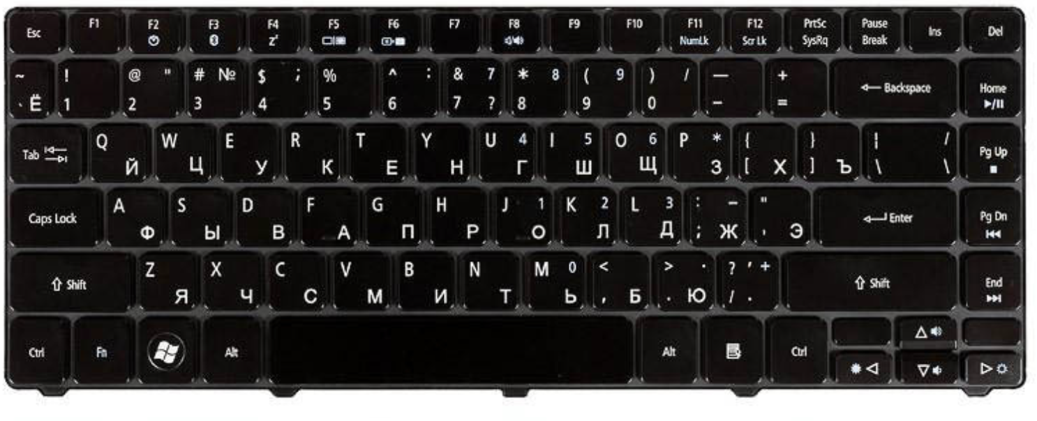 Клавиатура Acer Aspire 3750G глянцевая, OEM