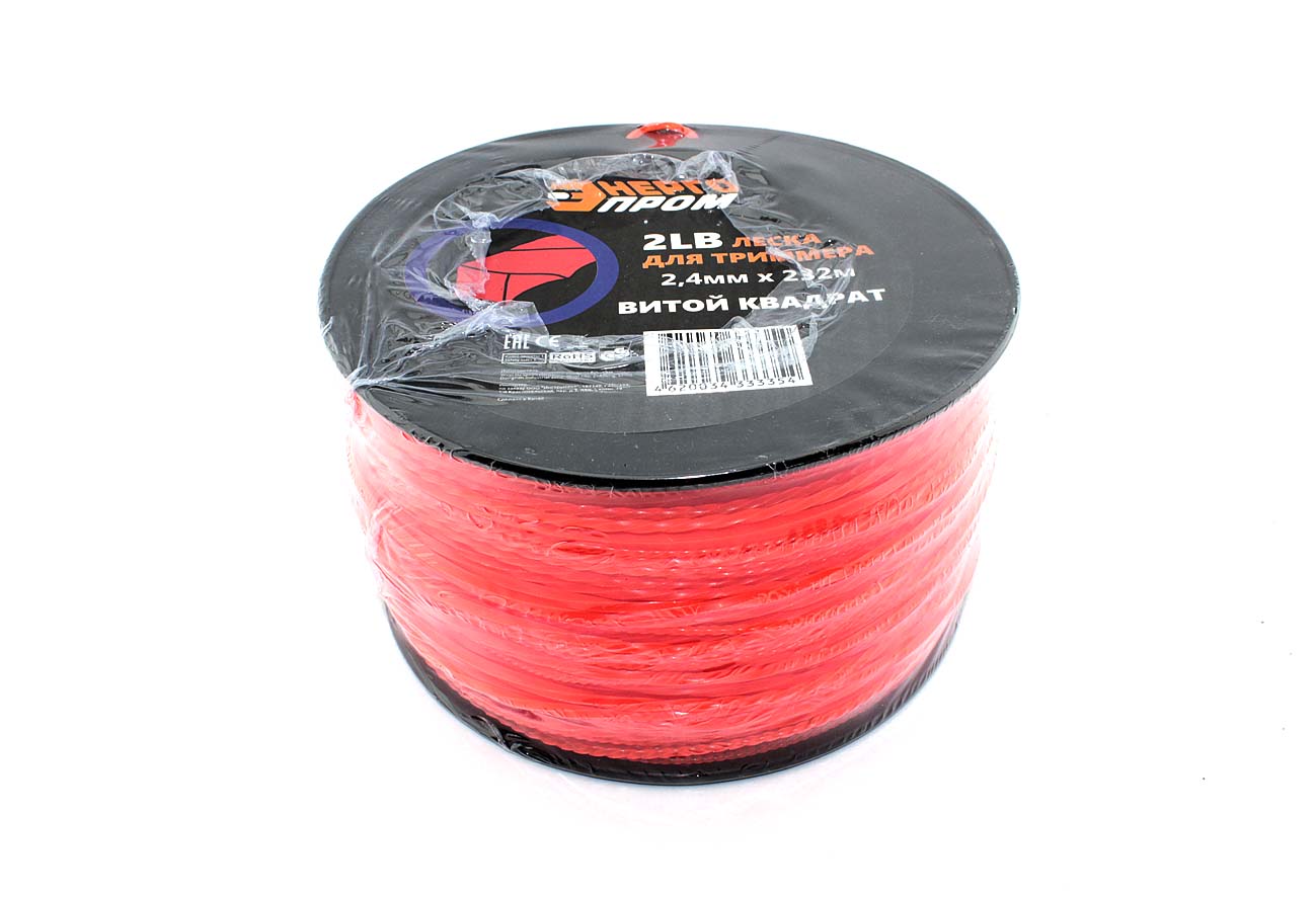 Леска для триммера "ЭнергоПром" 2,4мм х 232м (витой квадрат) 116403