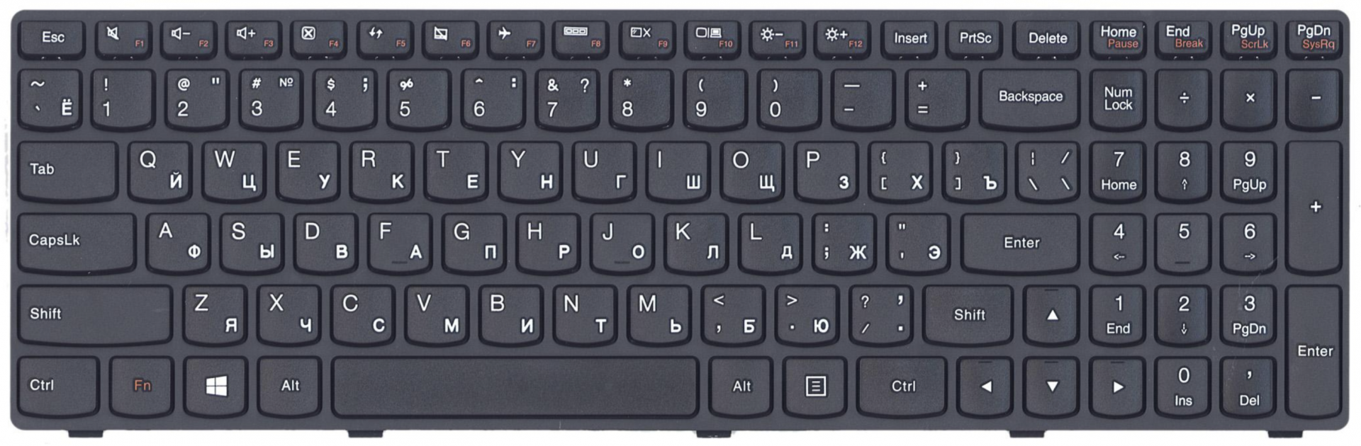 Клавиатура Lenovo IdeaPad G500 черная с рамкой OEM