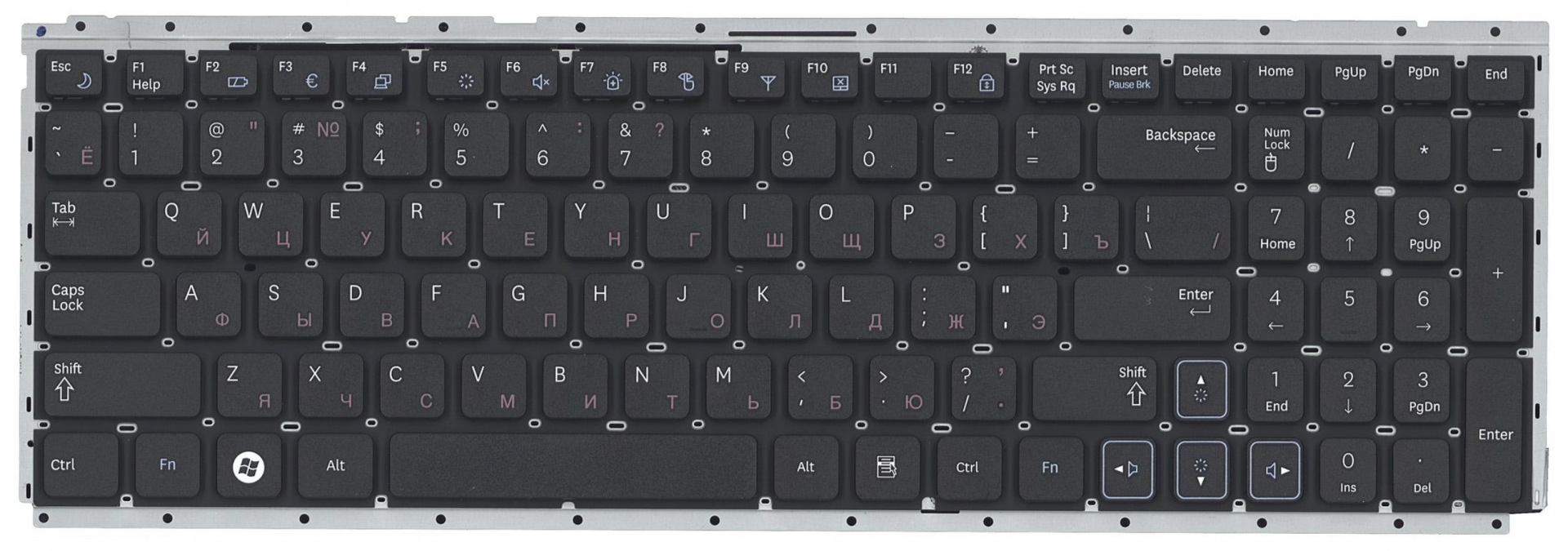 Клавиатура Samsung RV520 с подложкой, OEM