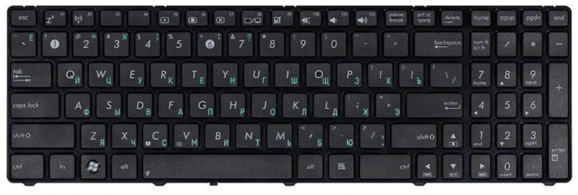 Клавиатура ASUS K50ID глянцевая, с рамкой, OEM
