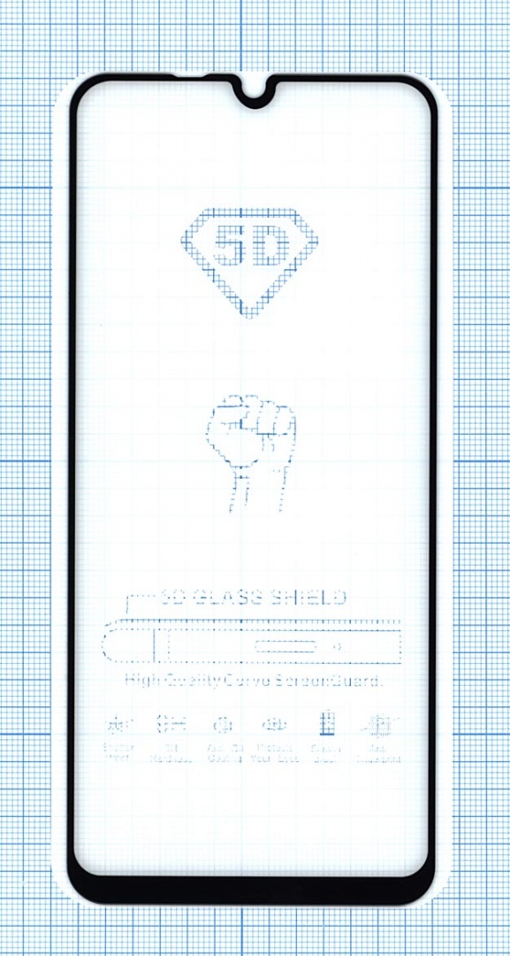 Защитное стекло "Полное покрытие" для Huawei Y6p черное