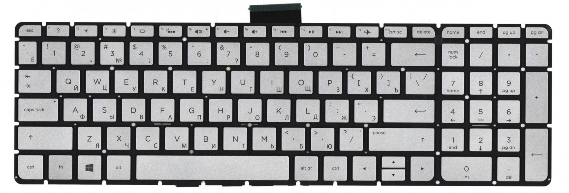 Клавиатура HP Envy x360 15-W247CL серебристая с подсветкой, Original