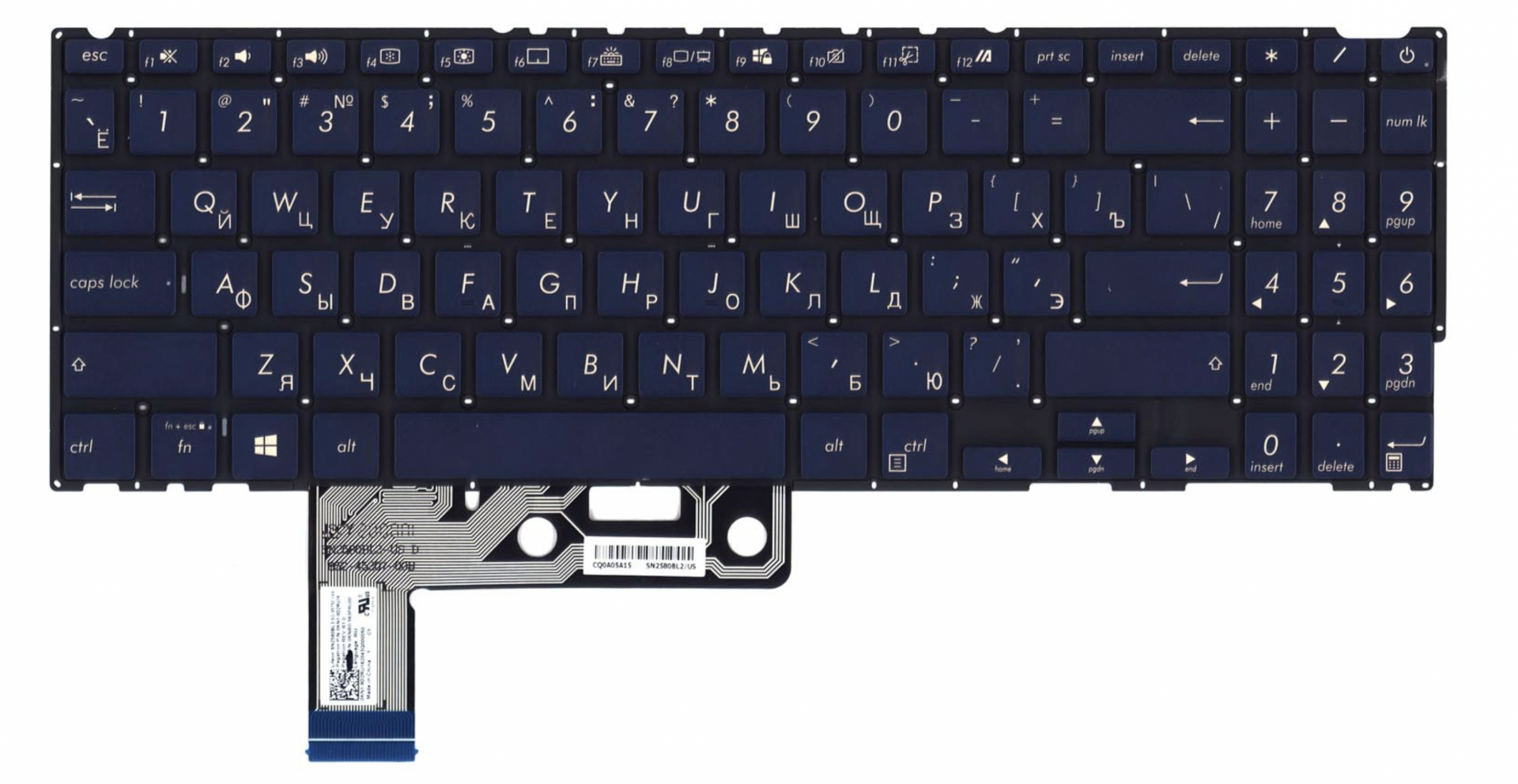 Клавиатура Asus ZenBook 15 UX533FD с белой подсветкой, OEM