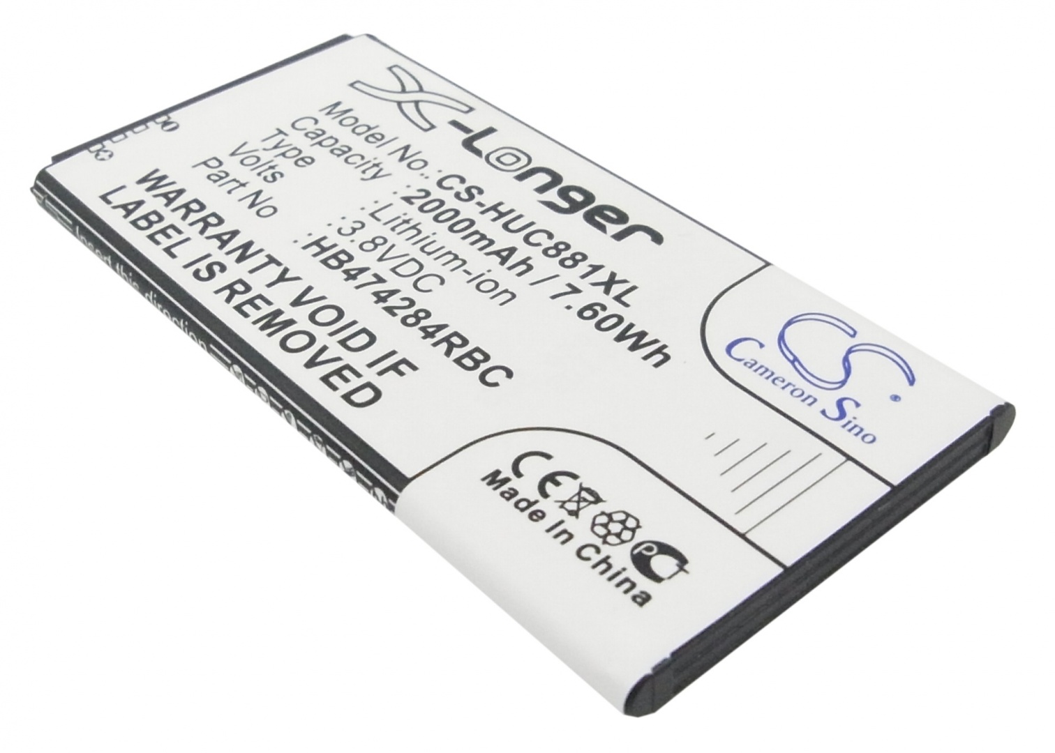 Аккумулятор CS-HUC881XL HB474284RBC для Huawei Ascend G620 3.8V / 2000mAh / 7.60Wh