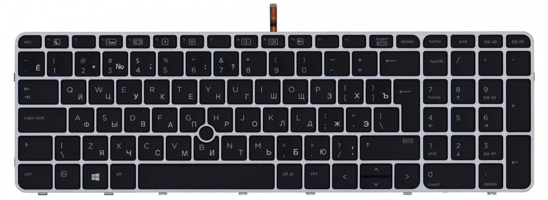 Клавиатура HP Elitebook 850 G3 T9X71EA с серой рамкой и подсветкой, OEM