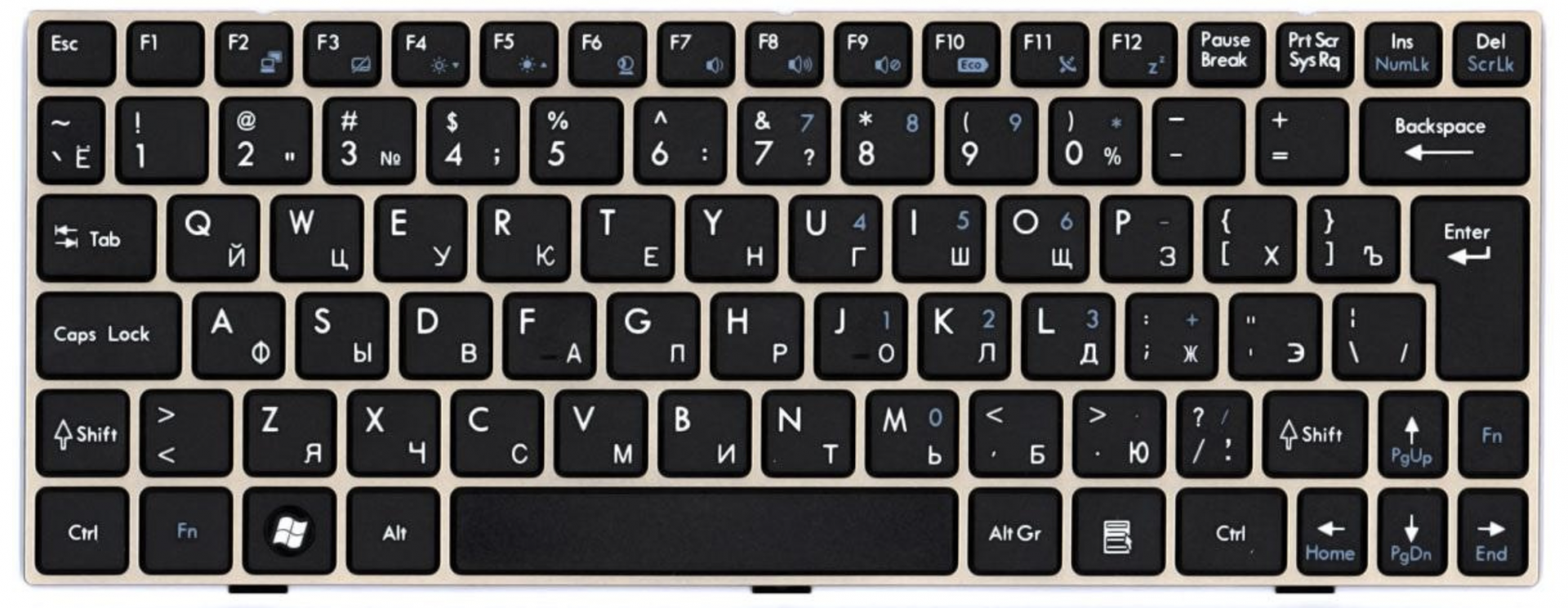 Клавиатура MSI Wind U135 рамка бронза, OEM