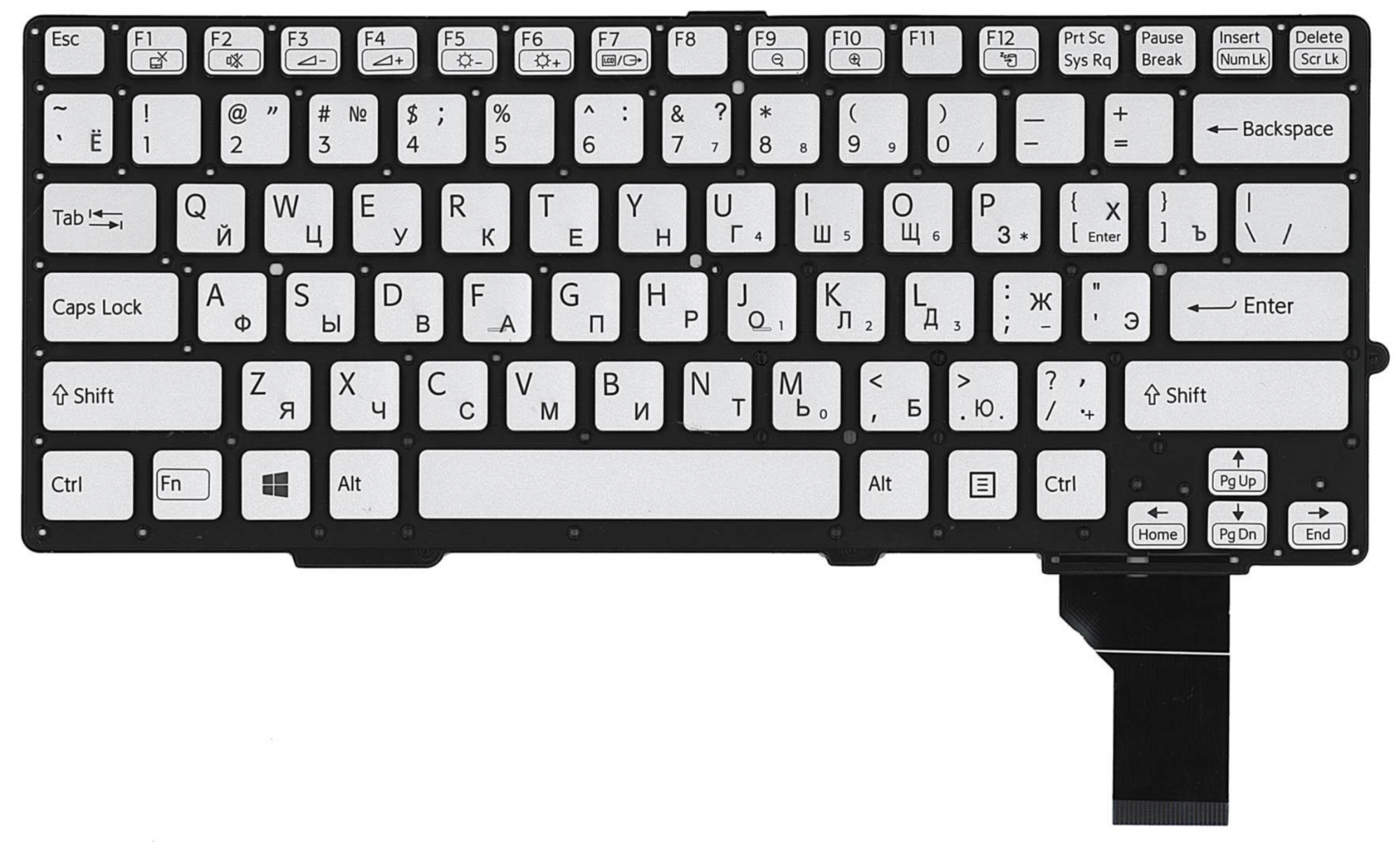 Клавиатура Sony VAIO SVS13 серебристая, с подсветкой, OEM