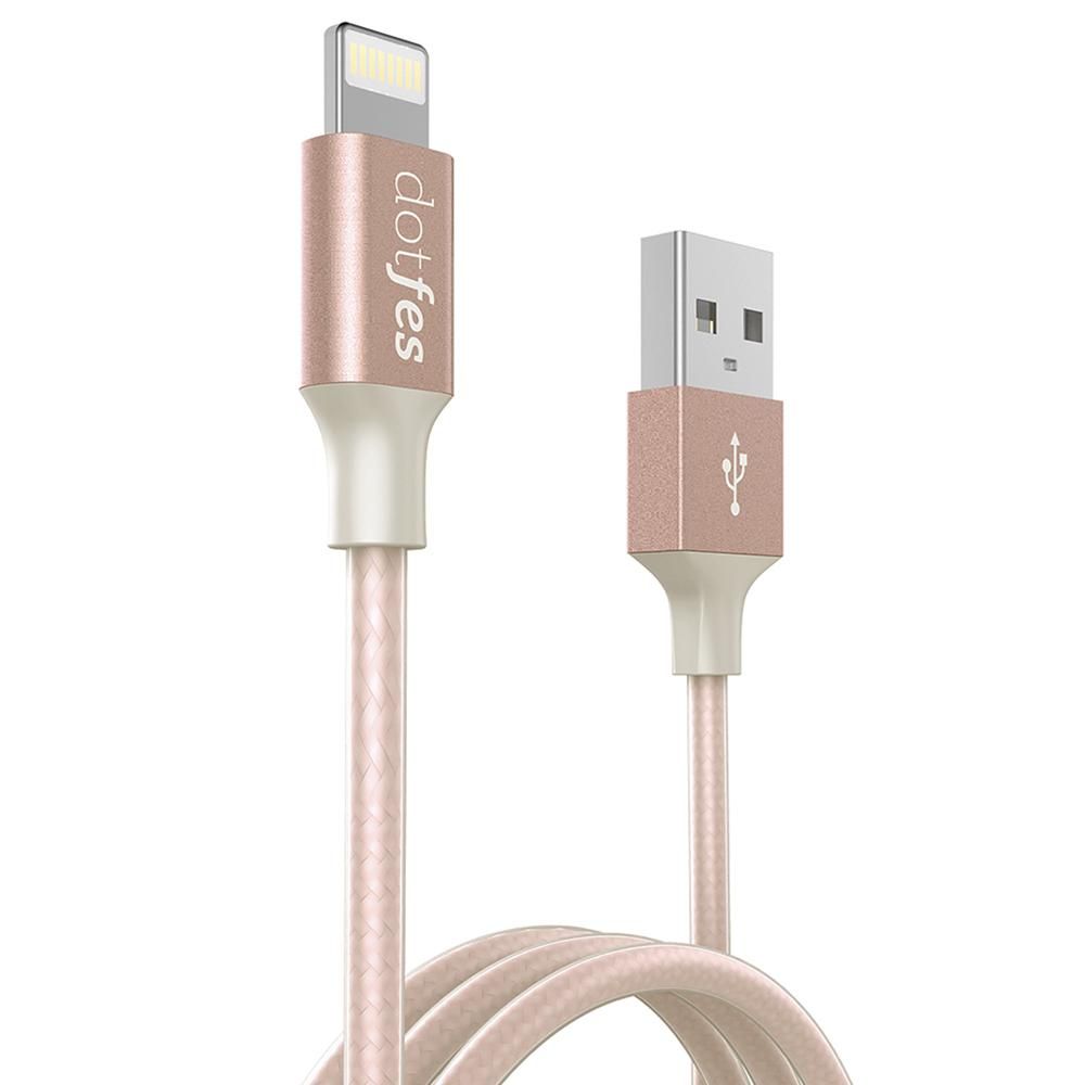 Кабель USB - Lightning 8-pin (MFI) DOTFES A03F розовое золото (1м)