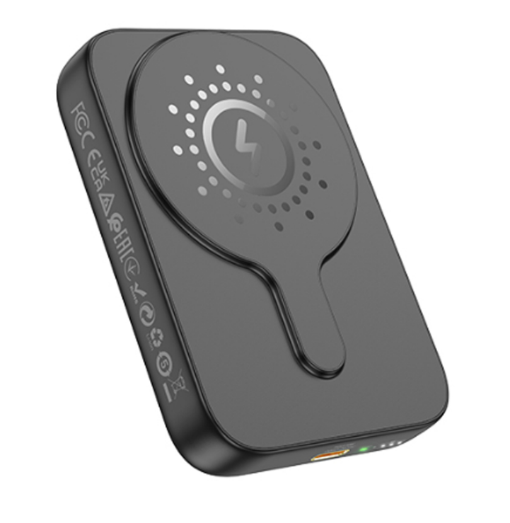 Внешний аккумулятор Powerbank HOCO J117A с быстрой беспроводной зарядкой (магнитный), черный