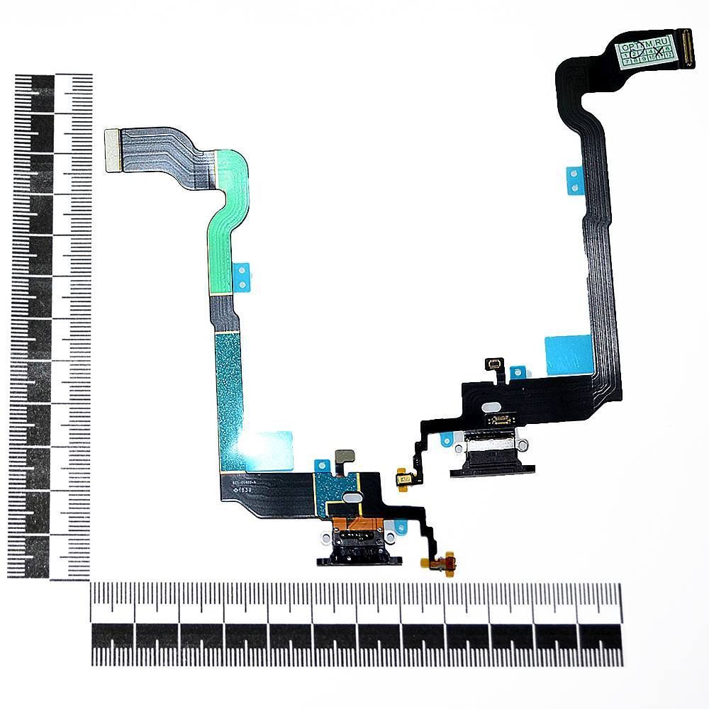 Шлейф iPhone X + разъем зарядки черный orig Factory