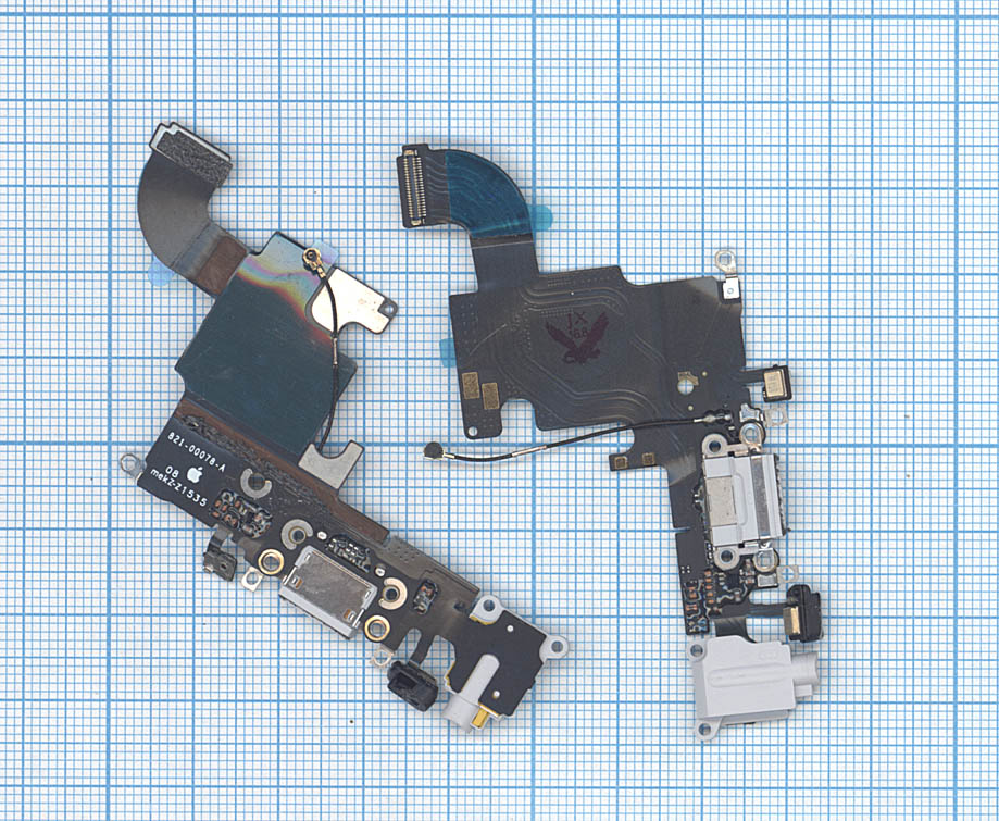 Шлейф разъема питания с аудио-разъемом для iPhone 6S серый