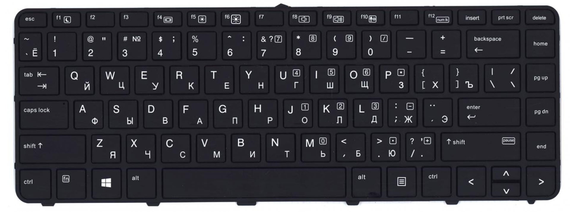 Клавиатура HP ProBook 440 G4 с рамкой и подсветкой, OEM