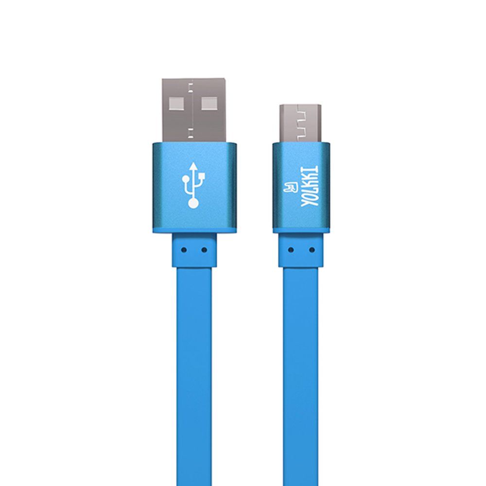 Кабель USB - micro USB YOLKKI Trend 01 голубой (1м) /max 2A/
