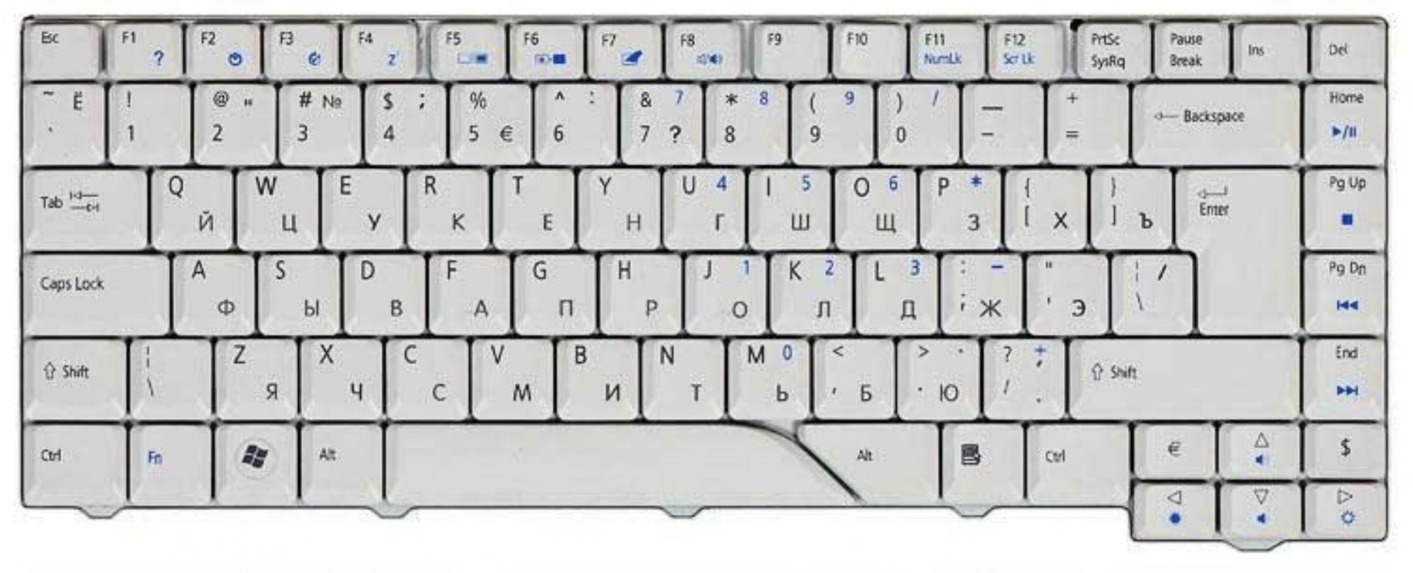 Клавиатура Acer Aspire 4330 белая, OEM