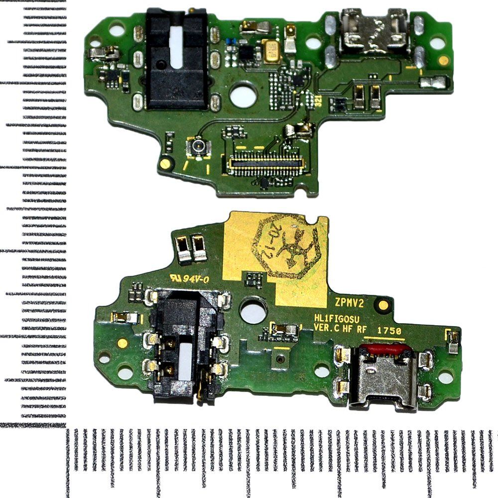 Шлейф (плата) Huawei P Smart + разъем зарядки + разъем гарнитуры + микрофон orig Factory