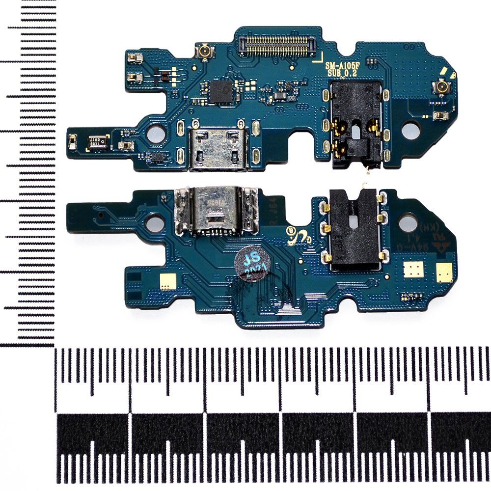 Шлейф (плата) Samsung SM-A105F/Galaxy A10 + системный разъем + разъем гарнитуры + микр orig Factory