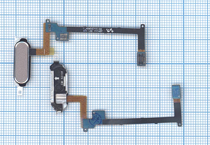 Кнопка HOME в сборе с механизмом и шлейфом для Samsung Galaxy Note 4 N910 золотая