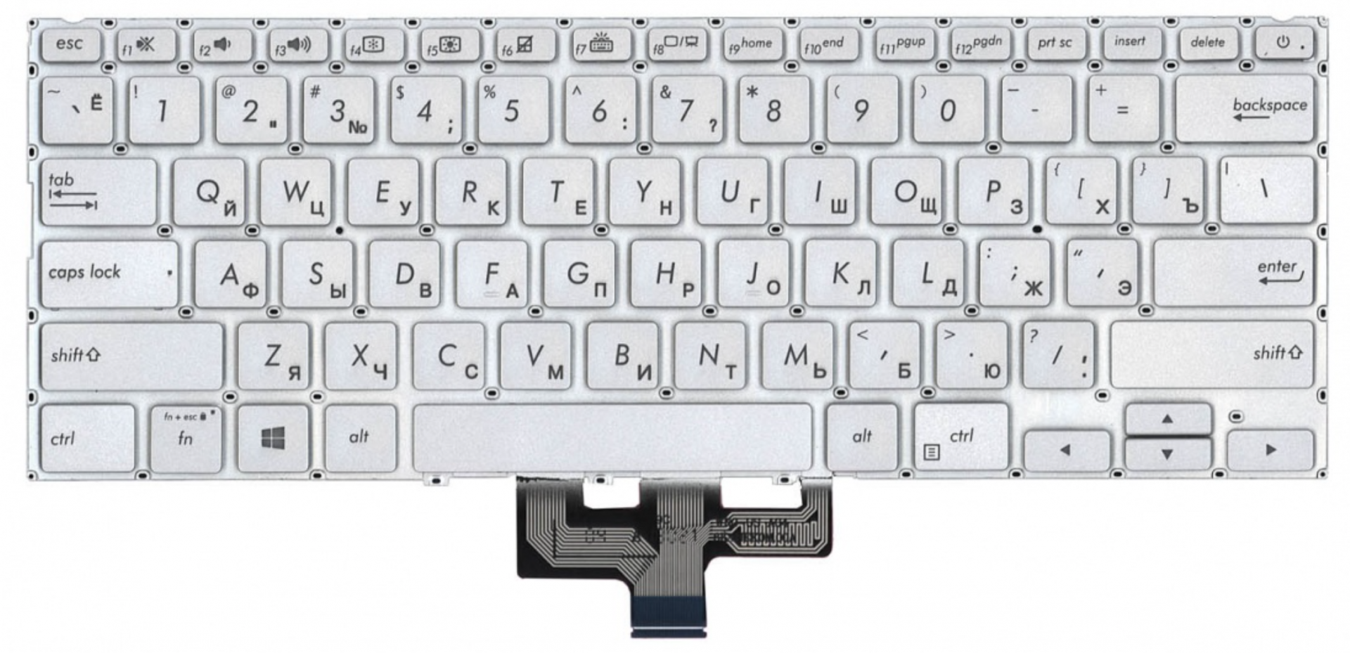 Клавиатура Asus ZenBook 14 UX434FLC серебристая, с подсветкой, OEM