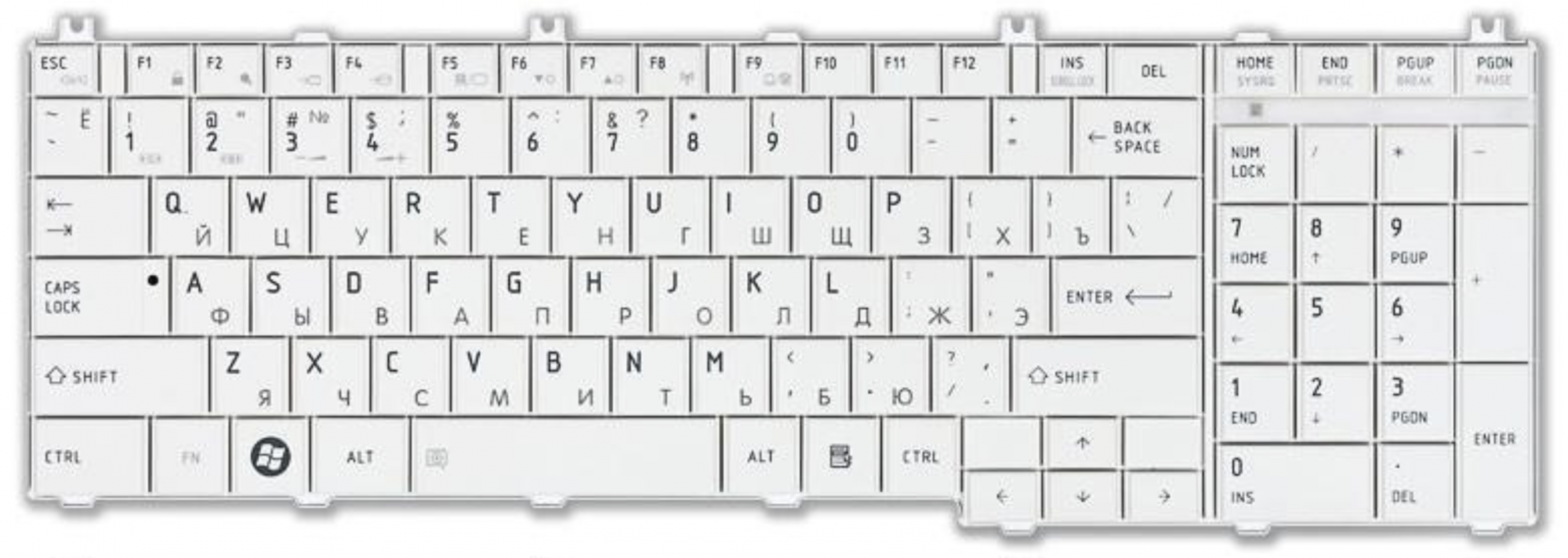 Клавиатура Toshiba Satellite C650 белая, OEM