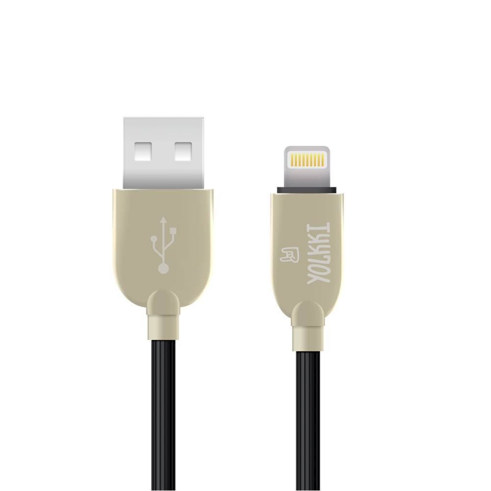 Кабель USB - Lightning 8-pin YOLKKI Pro 01 NEW box черный (1м) /max 2,1A/