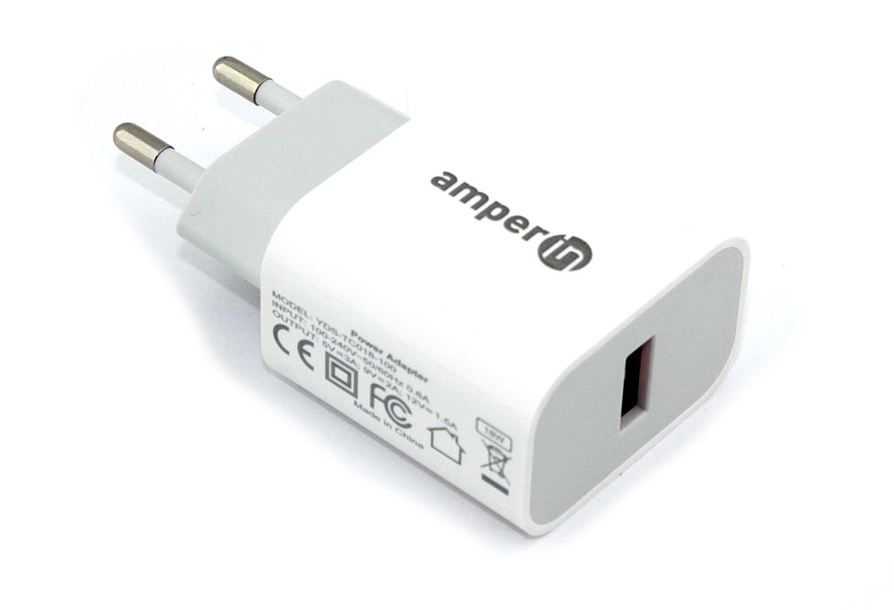 Блок питания (сетевой адаптер) Amperin Quick Charge 3.0 USB 5V/3A,9V/2A,12V/1.5A 18W (YDS-TC018-100)