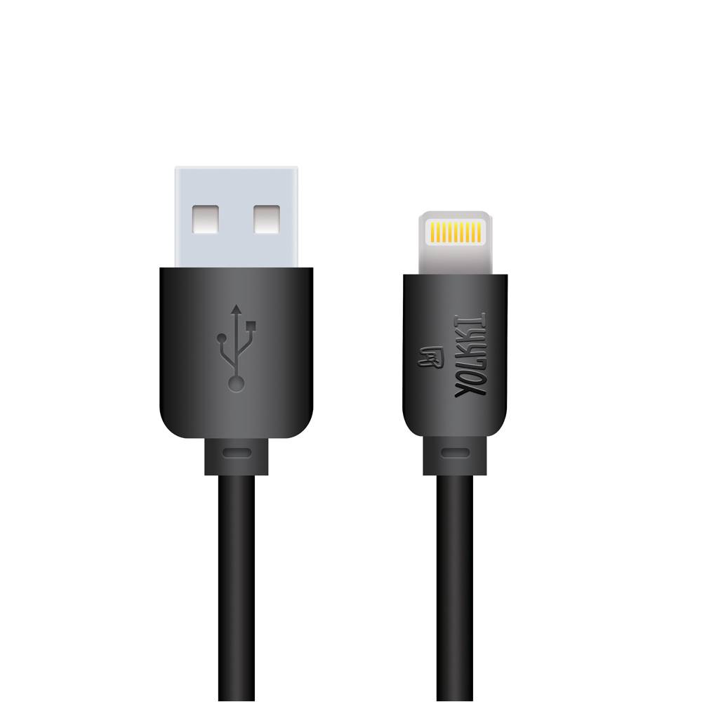 Кабель USB - Lightning 8-pin YOLKKI Standart 01 черный (1м) /max 1,0A/