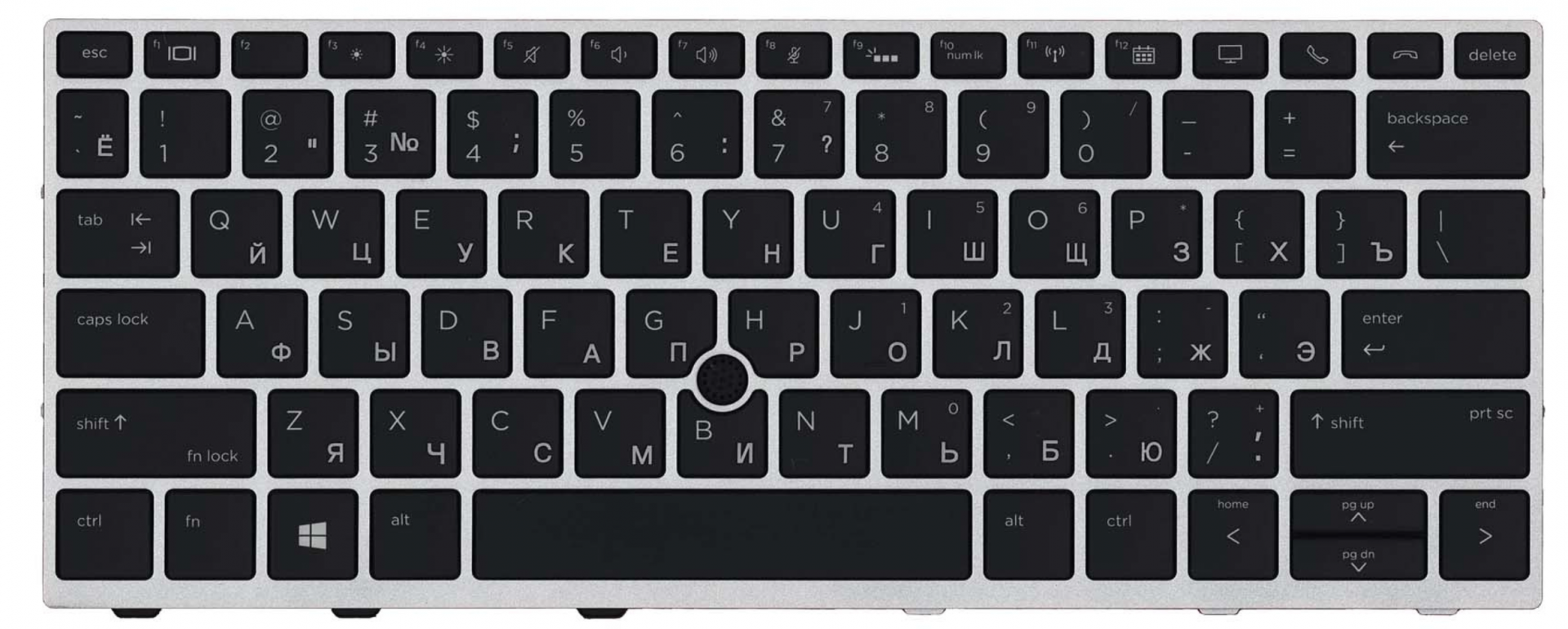 Клавиатура HP EliteBook 830 G5 с серой рамкой и подсветкой, OEM