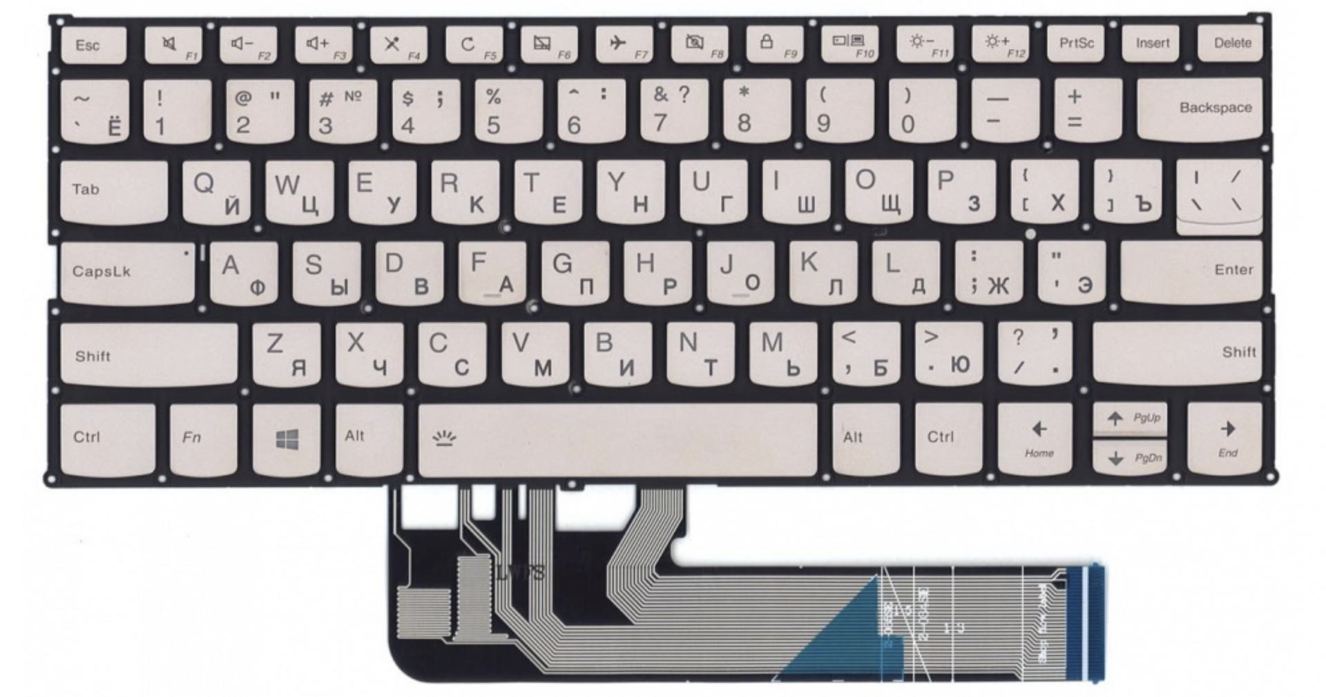 Клавиатура Lenovo Yoga 530-14ARR серебристая, с подсветкой, OEM