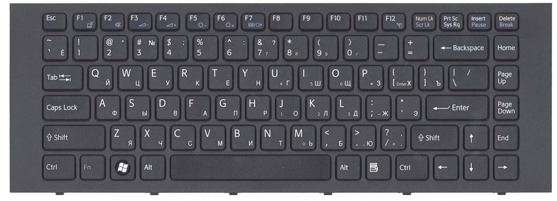 Клавиатура Sony VAIO VPC-EG1S1R/B  с черной рамкой, OEM