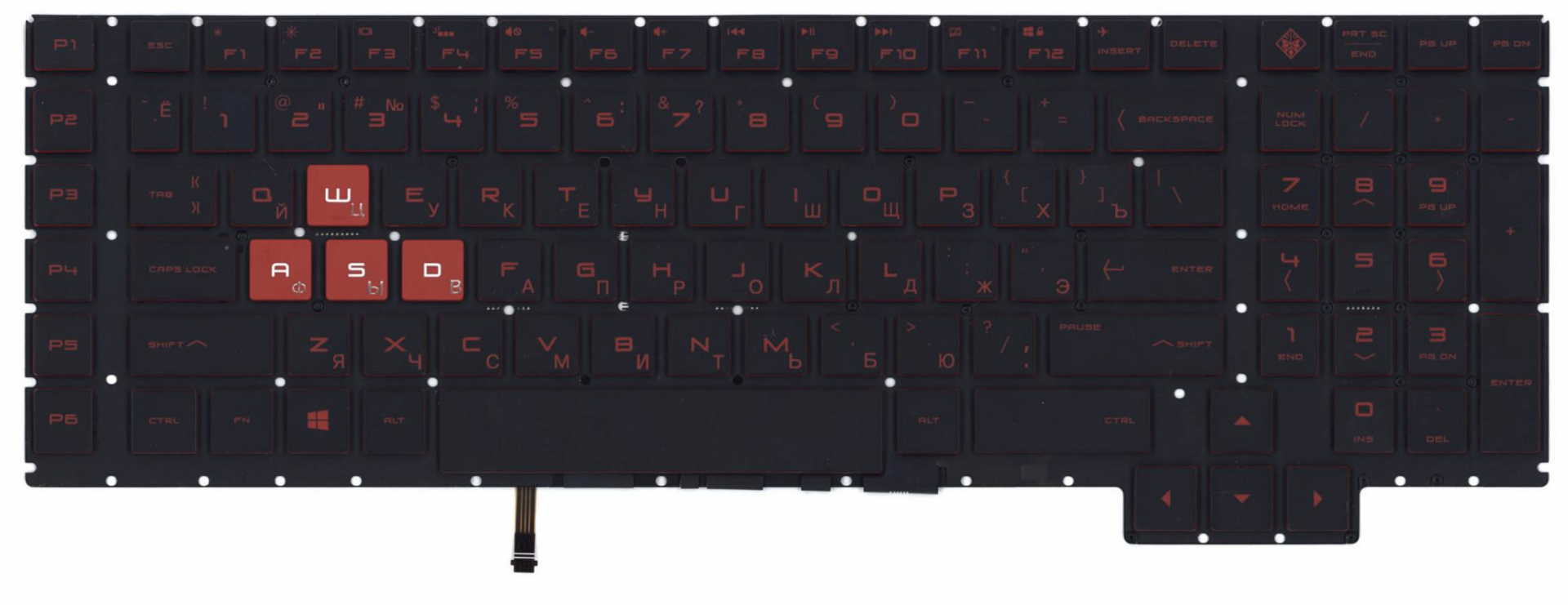 Клавиатура HP Omen 17-an116ur с красной подсветкой, OEM