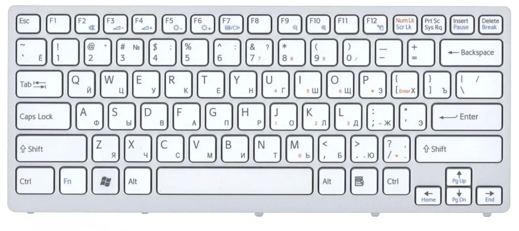 Клавиатура Sony VAIO VPC-CW1E1R/WU белая, с рамкой, OEM