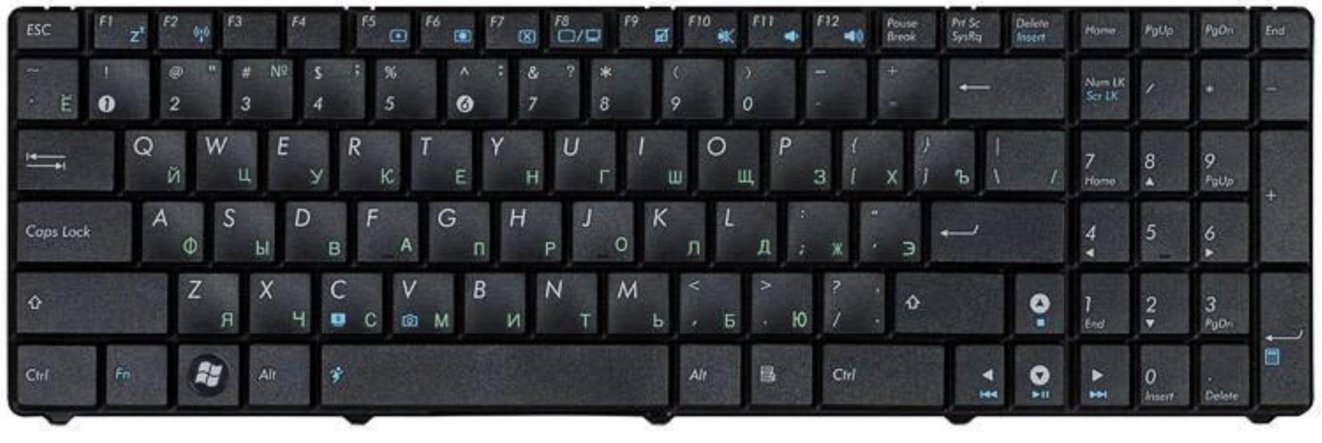 Клавиатура ASUS K50IP чёрная, матовая, OEM