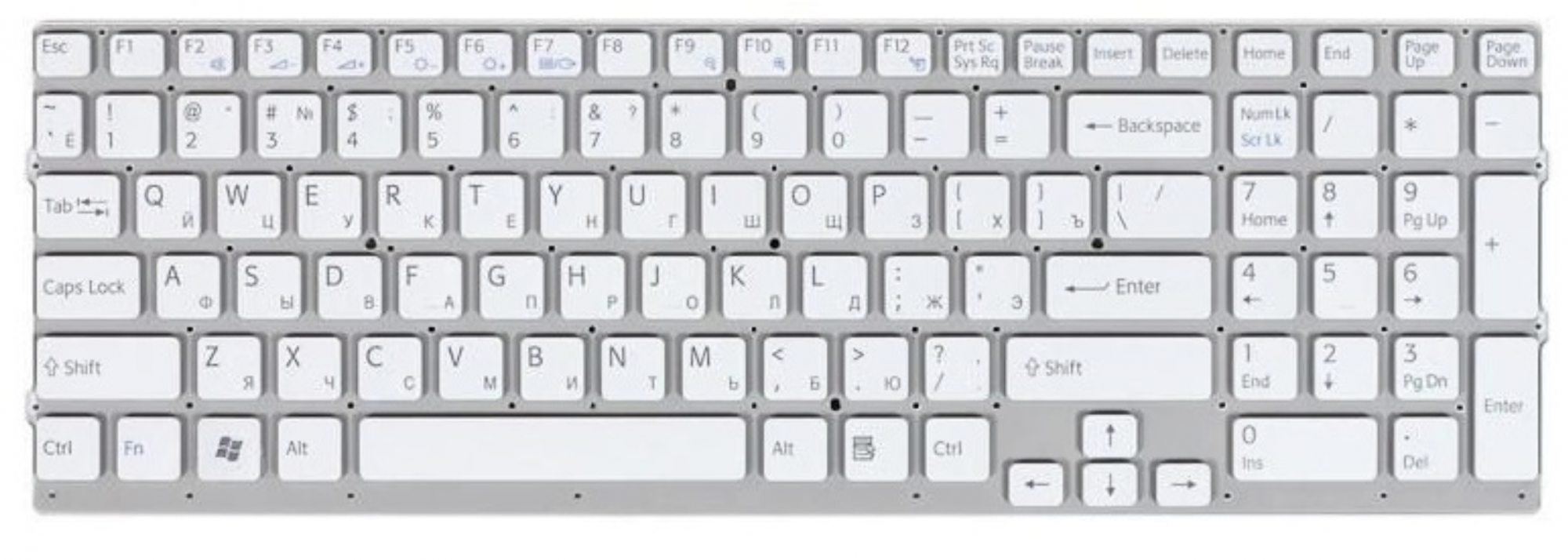 Клавиатура Sony VAIO VPC-EC1S1R/BJ белая, без рамки, OEM