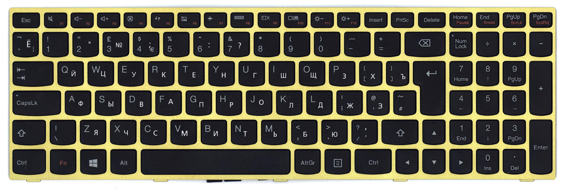 Клавиатура Lenovo IdeaPad 300-15isk с салатовой рамкой, OEM