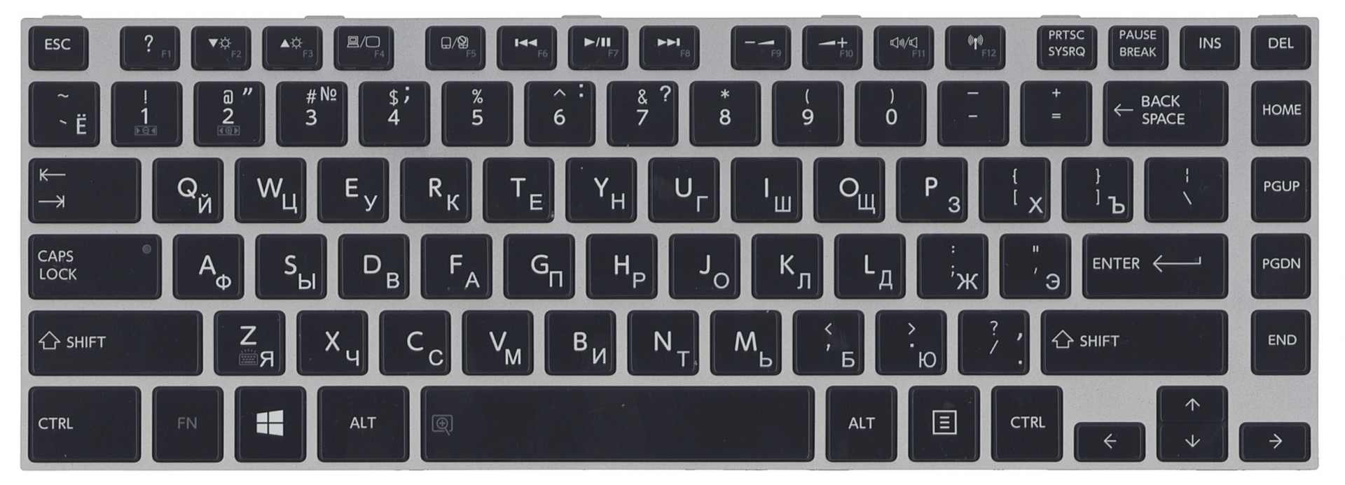 Клавиатура Toshiba Satellite M45T-A подсветкой, с серой рамкой, OEM