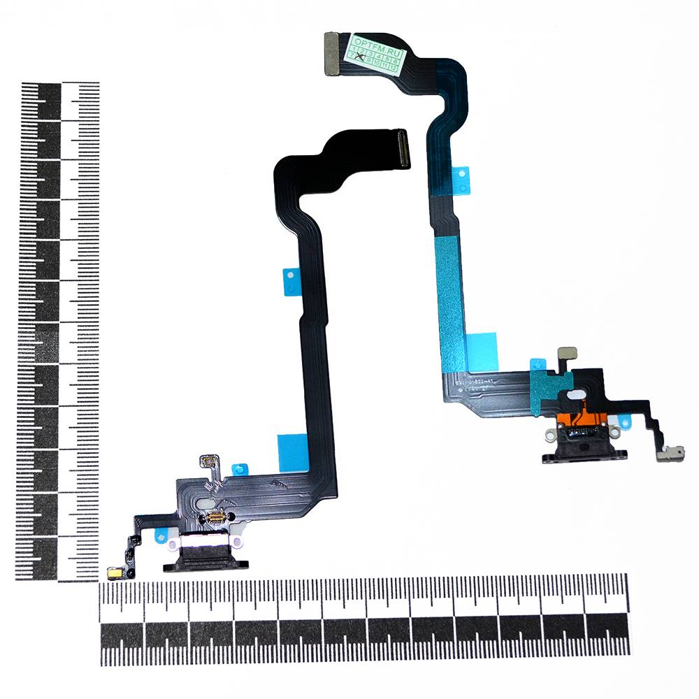 Шлейф iPhone X + разъем зарядки черный