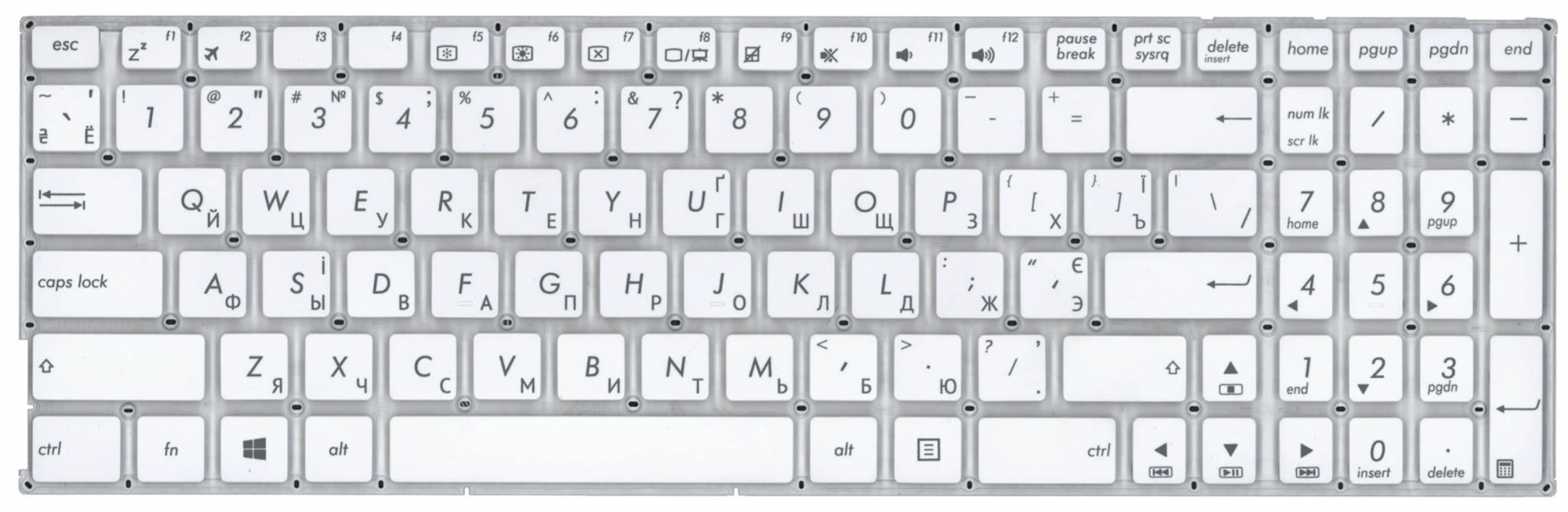 Клавиатура ASUS X756UV белая, без рамки, гор. Enter, OEM