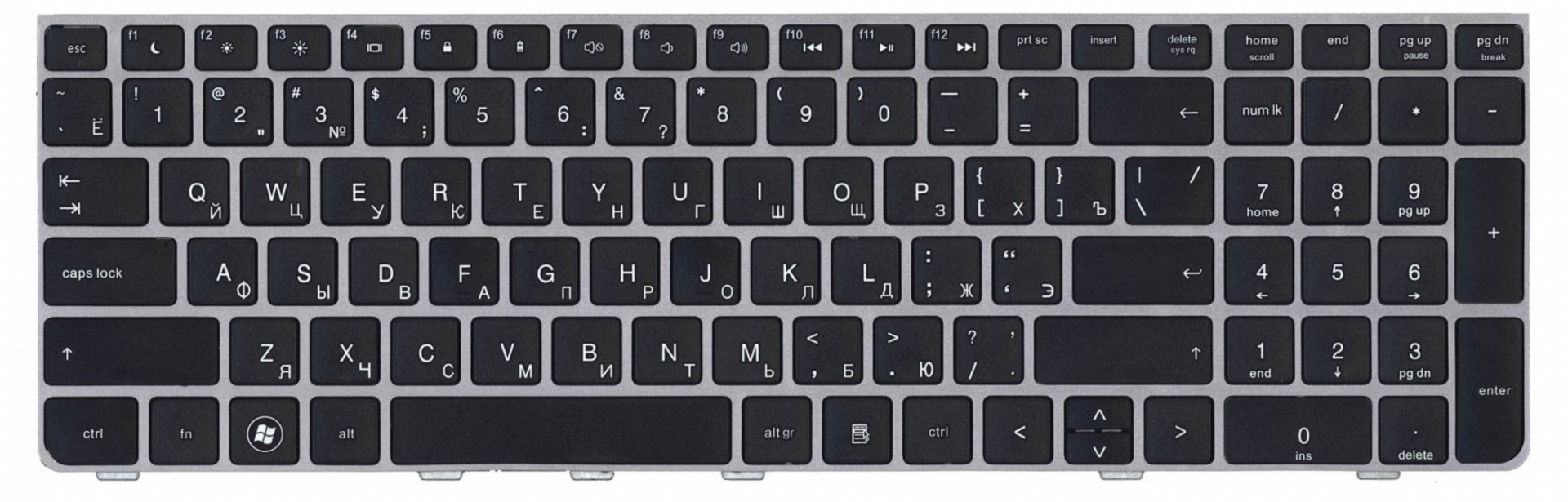 Клавиатура HP ProBook 4530s c серой рамкой, OEM