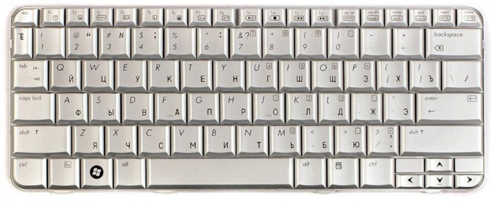 Клавиатура HP Pavilion tx1000 серебристая, OEM