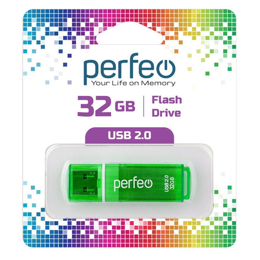 32GB USB 2.0 Flash Drive PERFEO C13 зеленый (PF-C13G032)