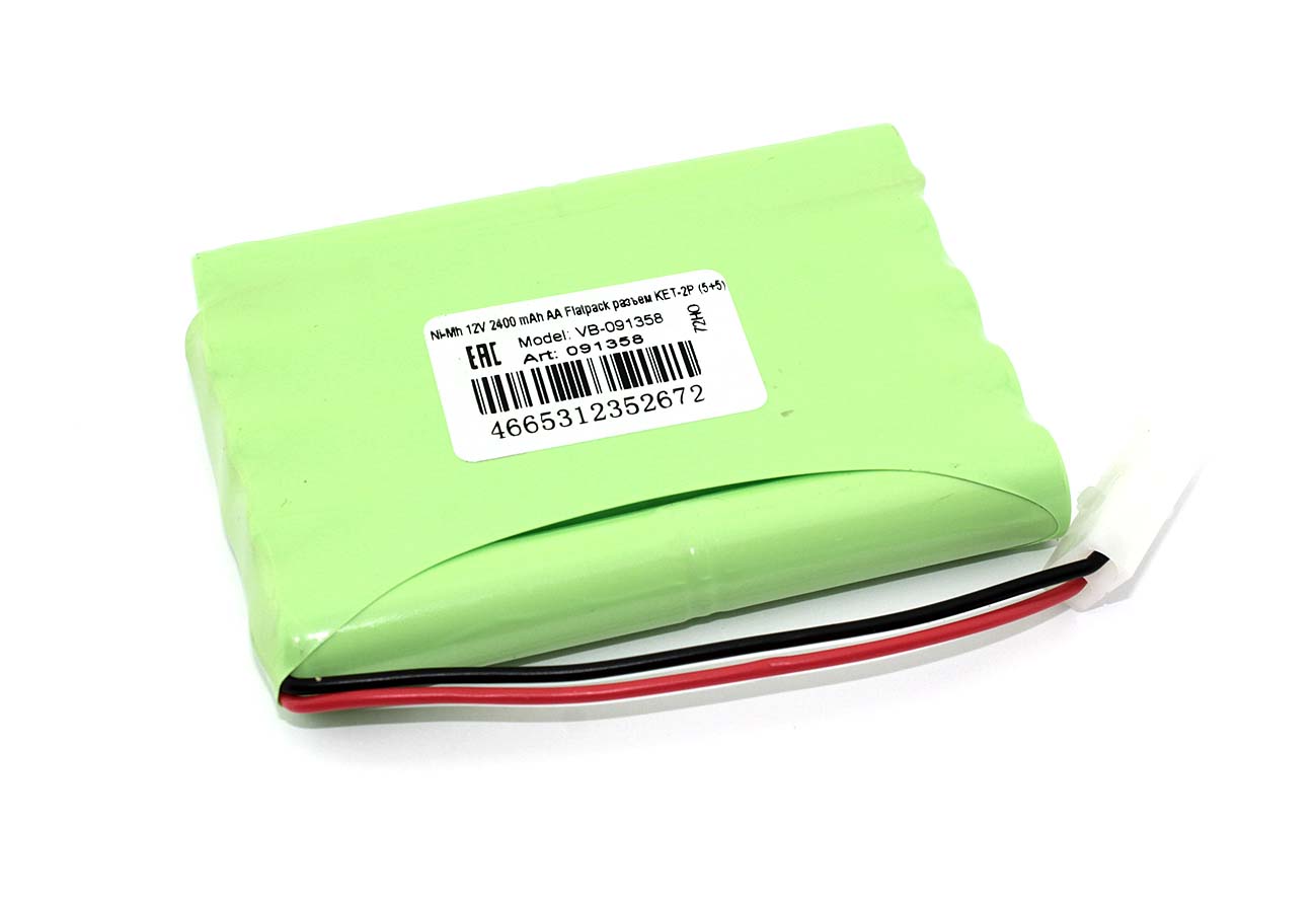 Аккумулятор Ni-Mh 12V 2400 mAh AA Flatpack разъем KET-2P (5+5)