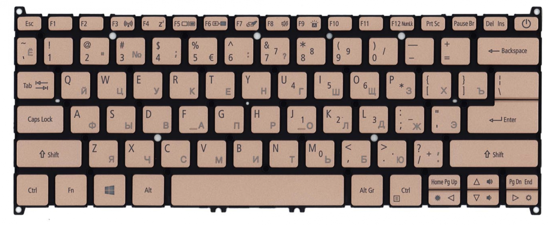 Клавиатура Acer Swift 5 SF514-52T золотистая, с подсветкой, OEM