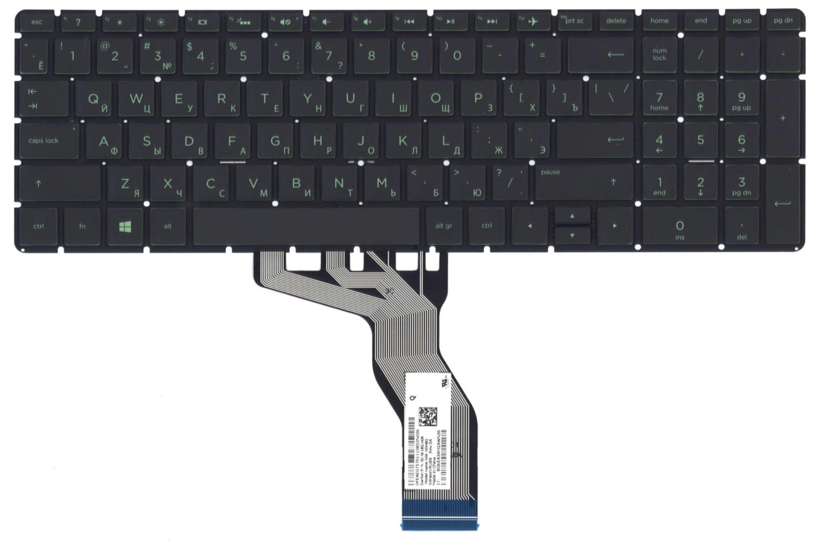 Клавиатура HP 250 G6 1XN54ES с зеленой подсветкой, OEM