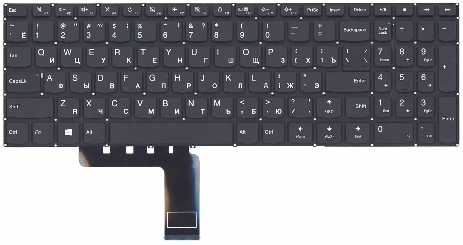 Клавиатура Lenovo IdeaPad 310-15ABR чёрная, без подсветки, OEM