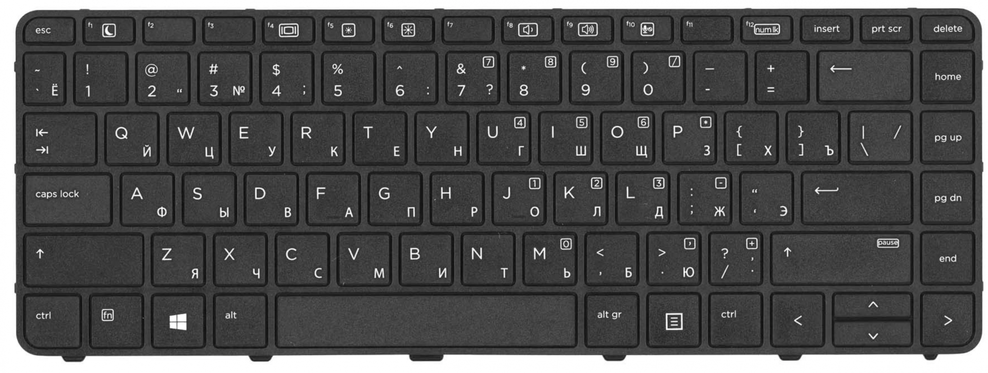 Клавиатура HP ProBook 640 G4 3ZG54EA c черной рамкой, OEM