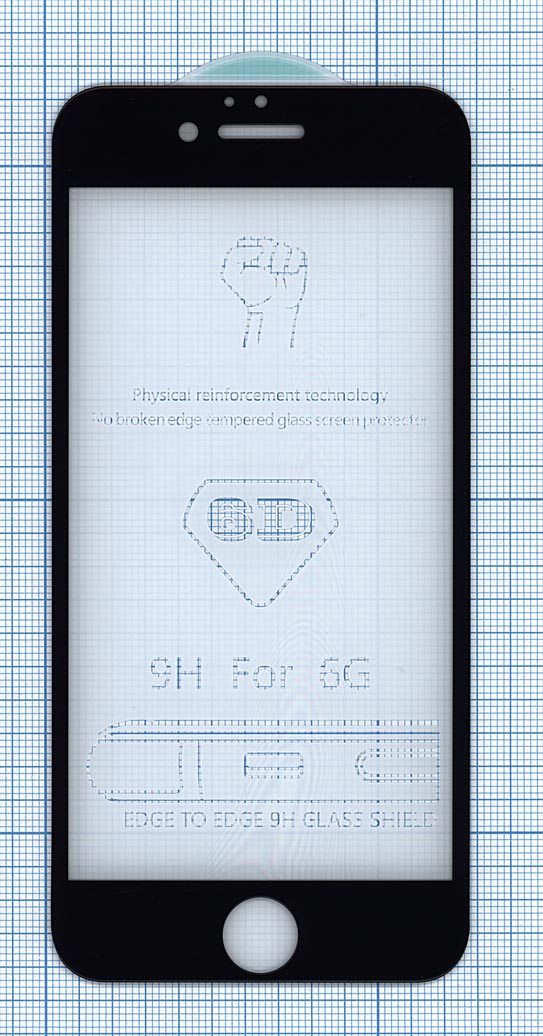 Защитное стекло 6D для Apple iPhone 6/6S  черное