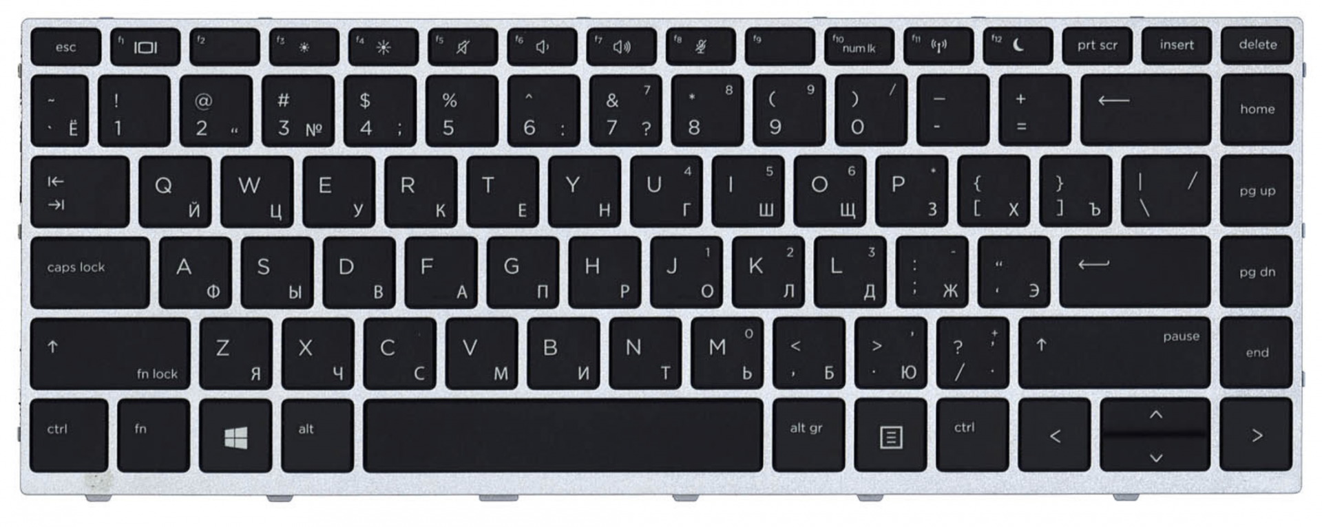 Клавиатура HP ProBook 640 G4 3ZG54EA с серой рамкой, OEM