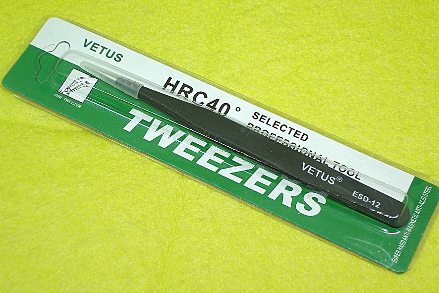 Пинцет Vetus ESD-12 антимагнитный, прямой, черный 130мм